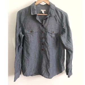 J. Crew Cotton Blue Collard Button Down Blouse
